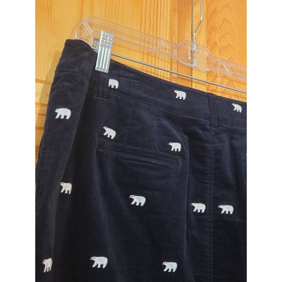 Talbots Womens Skirt 10 Navy Blue Embroidered Polar Bear Velvet Stretch‎ - Picture 12 of 13